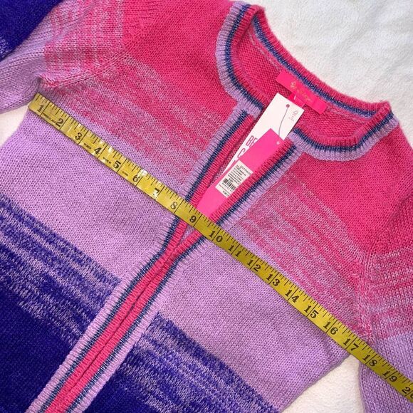 Lilly Pulitzer Purple/Pink Striped Scoop Neck Wool Blend Cardigan NWT-XS - Picture 9 of 13
